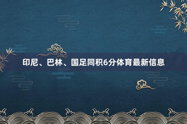 印尼、巴林、国足同积6分体育最新信息